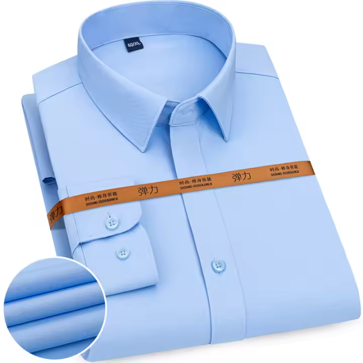 Camisa Negocios Para Hombre Color Sólido Moda Clásica Slim Fit Manga Larga Básica Casual Blanco Negro Azul Rojo Verde Ropa Social - 1