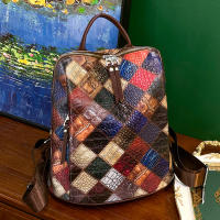 Mochila Vintage de retales para mujer, morral de cuero, Mochila de viaje, mochilas escolares para adolescentes, 2024 - details 0