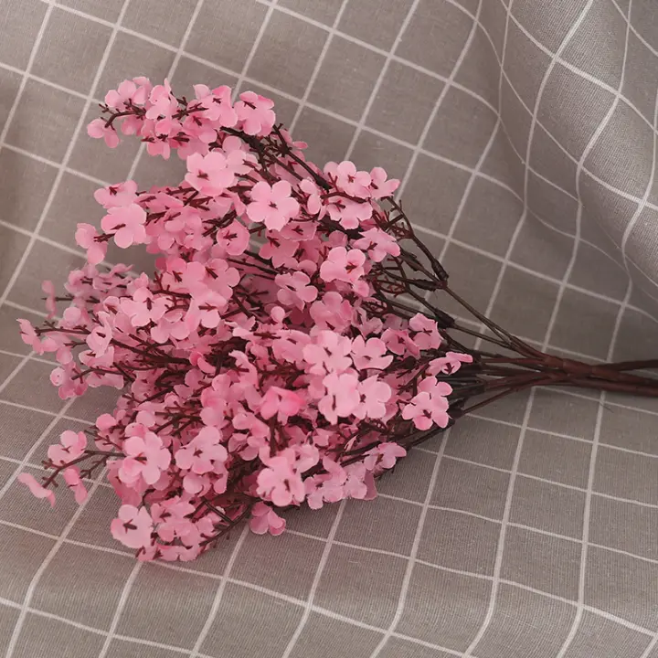 Decoración De Vaso Para Sala De Estar Y Cocina Con Flores Artificiales De Seda Gypsophila 5 Ramas Adorno Para Navidad Y Boda - 1