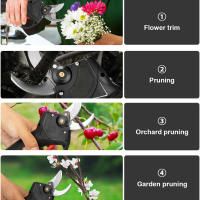 Tijeras de podar eléctricas inalámbricas, herramienta de jardinería eficiente para árboles frutales, bonsái, 21V Cortadora de césped eléctrica sin cuerda Enchufe UE con 2 baterías - details 5