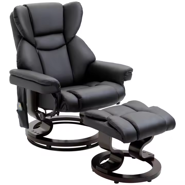 HOMCOM Sillón reclinable con función de masaje Reposapiés Sillón de masaje Sillón reclinable Piel sintética 79 x 82 x 101 cm - 1