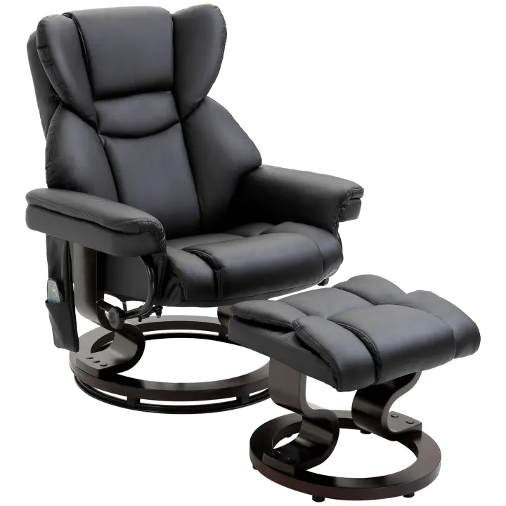 HOMCOM Sillón reclinable con función de masaje Reposapiés Sillón de masaje Sillón reclinable Piel sintética 79 x 82 x 101 cm - 1
