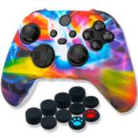 Ociodual Funda de Silicona Compatible Con Mando Xbox X/S Multicolor Water transfer Skin Carcasa Anti Caídas Goma Suave Estuche - details 1