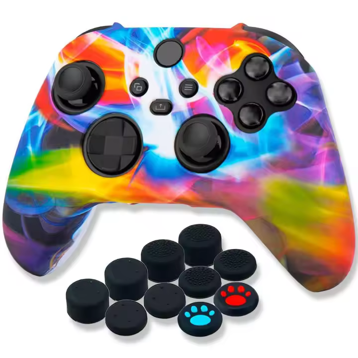 Ociodual Funda de Silicona Compatible Con Mando Xbox X/S Multicolor Water transfer Skin Carcasa Anti Caídas Goma Suave Estuche - 1