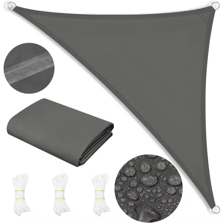Toldo Vela de Sombra Impermeable, Toldo Triangular 4,2x4,2x6m de Poliéster 200g/m², Toldo Terraza a Prueba de Viento y Protección Rayos UV, Toldo Exterior para Jardin,Patio, piscina, Gris oscuro - 1