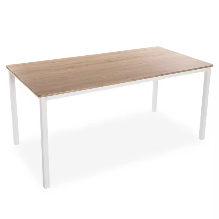 Versa Amaia Mesa de comedor para Cocina, Terraza, Jardín o Comedor, , Medidas (Al x L x An) 79 x 80 x 160 cm, Madera y Metal, Color Blanco - 1