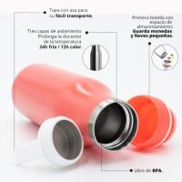 Botella Triple Capa 500ml coral Cloen. Acero Inoxidable. 24 horas de frio y 12 horas de calor. - details 1