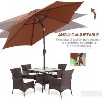Outsunny Sombrilla para Jardín Ø270x235 cm Parasol de Aluminio con Reclinable con Manivela y 6 Varillas para Terraza Exterior Balcón - details 4