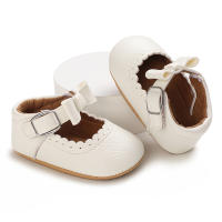 Zapatos De Bebé Para Niñas Serie Blanca PU Cuero Suela Suave Antideslizante Cordón Zapatos De Princesa Para Recién Nacidos - details 34