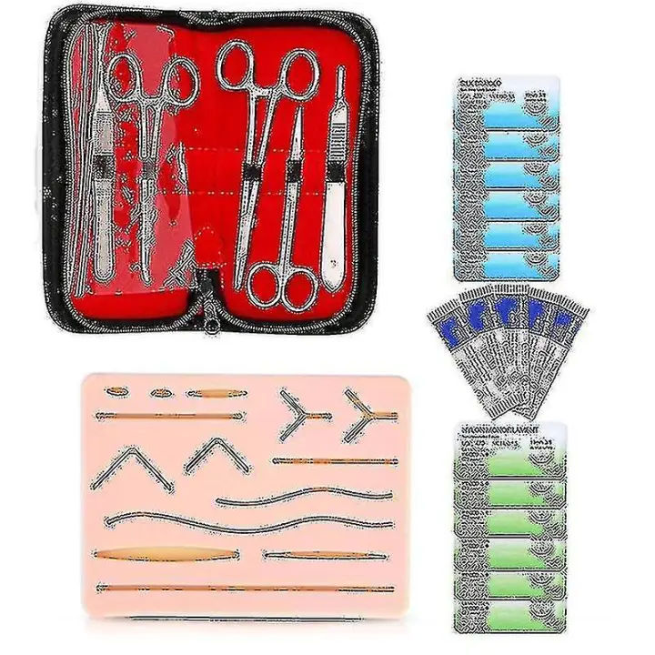 Kit Completo de Suturas para Estudiantes - Incluye Almohadilla de Silicona y Herramientas de Sutura - 1