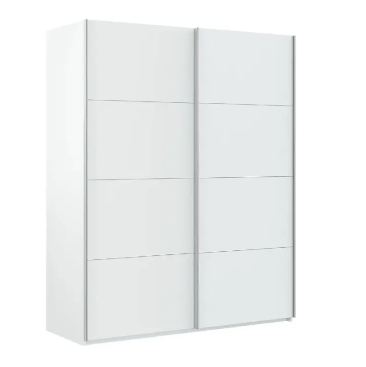 Meimon Armario de 2 puertas correderas de gran capacidad, con barra de colgar de aluminio extraíble (2 uds), estantes interiores, guías metálicas con freno, tiradores de aluminio perfilado y acabado en tablero melaminizado E1 - 1