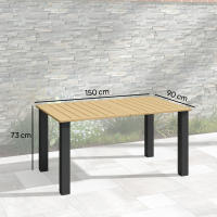 Outsunny Mesa de Jardín Rectangular Mesa de Terraza Exterior 150x90x73 cm con Patas de Acero Orificio para Sombrilla y Diseño de Listones Carga 70 kg para Terraza Patio Marrón - details 2