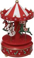 Decoración Navideña, Carrusel Musical, 18x11x11 cm, papá Noel y muñeco de Nieve, caja musical, carrusel de madera, carrusel navideño, carrusel con musica navideña, color rojo, blanco y verde.. - details 0