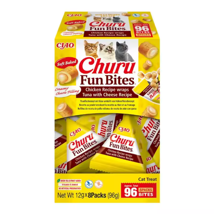 Churu Fun Bites – Deliciosos snacks para gato, horneado y cremoso (Pack 8 x 12gr) - INABA CIAO - 1