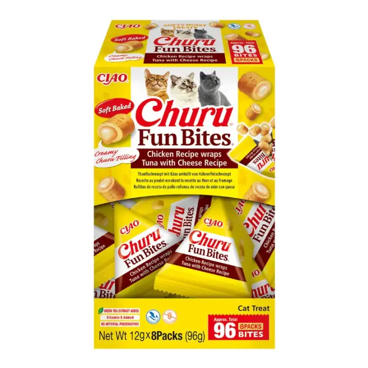 Churu Fun Bites – Deliciosos snacks para gato, horneado y cremoso (Pack 8 x 12gr) - INABA CIAO - 1