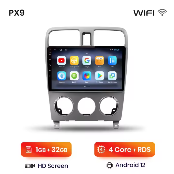 AWESAFE PX9 inalámbrico CarPlay Android Auto Radio para Subaru Forester SG 2002 2003 2004 2005 2006 2007 2008 coche reproductor multimedia GPS 2 din autoradio volante controles RDS Bluetooth - 1