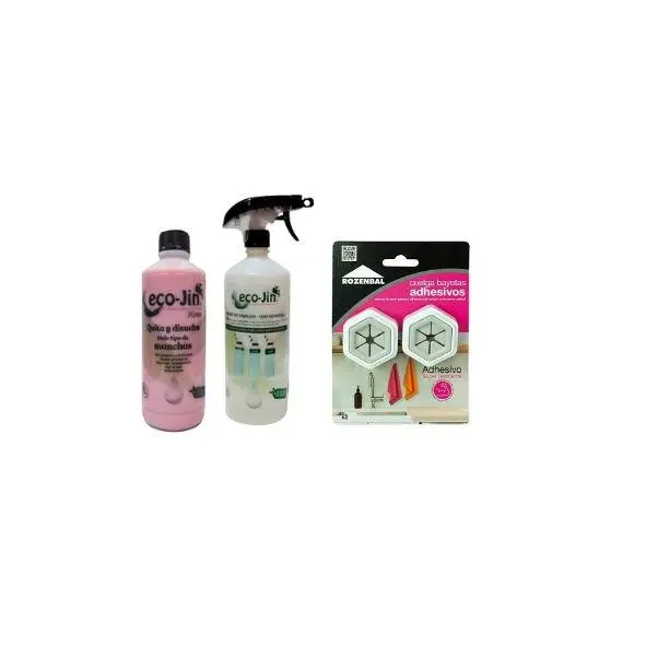 ECO JIN Original, 1L concentrado + difusor +2 cuelga bayetas adhesivos de REGALO!. Limpieza perfecta sin límites ECO-JIN. Higiénizante, Bactericida, Anticalcareo, desinfectante y elimina cal. Componentes tensoactivos. - 1