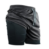 Shorts Deportivos Para Hombre Con Bolsillo Para Teléfono Móvil 2 En 1 Secado Rápido Y Transpirable Para Gimnasio Y Correr - details 6