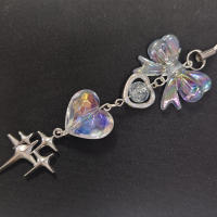 Colgante De Corazón Azul Y Transparente Hecho a Mano Para Teléfono Mujer Niña Lanyard De Goma Con Lazo Lindo Y Práctico - details 2