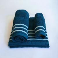Toallas de Baño Algodón Portugués Mercatienda.es Chenil Azul Petróleo - Set 3 Piezas 550g Absorbentes y Duraderas - details 1