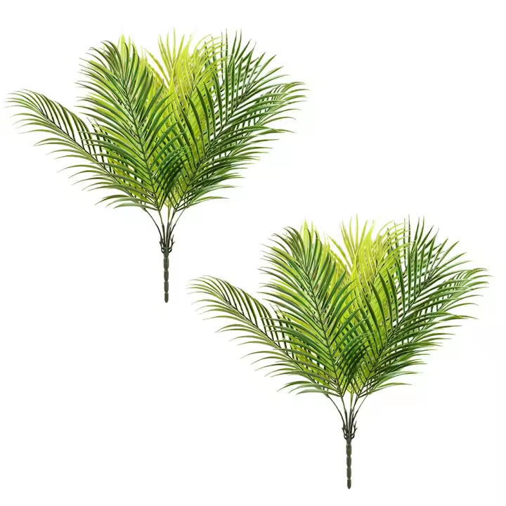 2PCS Plantas Tropicales Artificiales De Palmera Con Hojas De Ferro Y Hierba Falsa Arbustos De Plástico Para Decoración De Jardín Y Habitaciones - 1