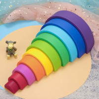 Juego De Bloques De Construcción Para Bebés 10Pcs/set En Forma De Arcoíris De Silicona BPA Libre Juguetes Educativos Montessori Para Masticar Y Aprender - details 12