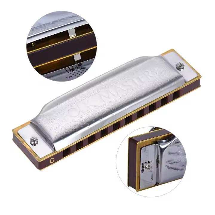 Harmonica Diatónica Suzuki 1072-C Folkmaster Estándar Con 10 Agujeros Clave De C 20 Notas Para Principiantes Y Estudiantes - 1