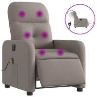 vidaXL Sillón reclinable de masaje eléctrico tela Gris claro, Gris oscuro, Negro Sillon Dormitorio Sillon Comodos Silla Relax Sillón Sofá - details 2