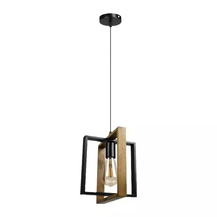 American Chandelier Lámpara Retro De Hierro Y Madera Pendente Para Barra Y Restaurante Luz Colgante Creativa Doméstica Aparato De Iluminación - 1