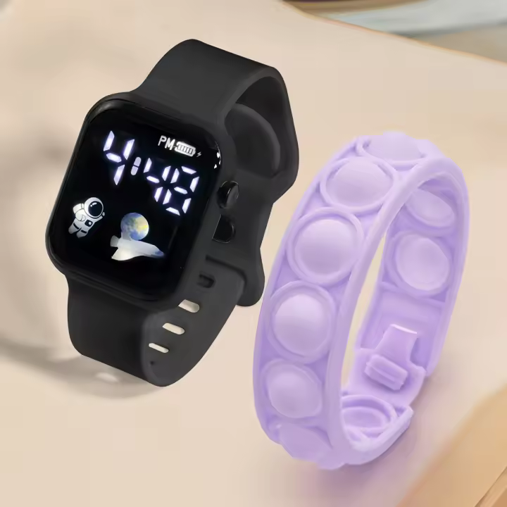 Reloj Inteligente Para Niños 2PCS Pulsera Deportiva Estilo Simple Y Moda Pantalla Táctil Regalo Para Chicos Y Chicas - 1