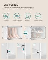 Zapatero Modular de Plástico con 12 Compartimentos y Puertas - Estantería de 32x124.4x124.6 cm, Marco de Acero, Paneles de Plástico, Color Blanco - details 6