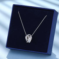 Collar con colgante de doble círculo de circonitas, regalo para mujer, joyería, collar para mujer - details 0