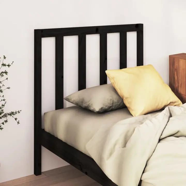 vidaXL Cabecero de cama madera maciza de pino negro 95x4x100 cm - 1