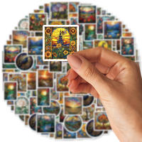 46pcs Pintura De Diamante 3D Pegatinas Tema Paisaje Vintage Decorativas Para Laptop Estuche Botella De Agua Adhesivo PVC Clásico Juguete - details 6