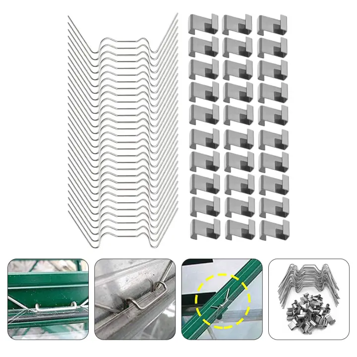 100 Pcs Clip De Jaula Verde Para Invernadero Acero Inoxidable Clip De Resorte De Hoja Para Fijar Paneles De Cordón Verde - 1