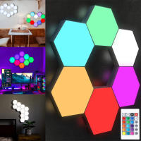 Luz De Pared Hexagonal Con Control Remoto Y Luz LED RGB Modulable USB Colorida Luz Nocturna Geométrica DIY Para Decoración De Hogar - details 0
