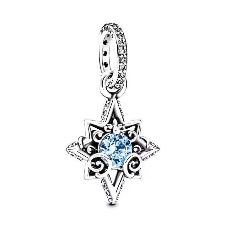 Pandora Charm de Colgante en Plata de Ley  "Cenicienta" Estrellas Azules，Incluye Caja Original - 1