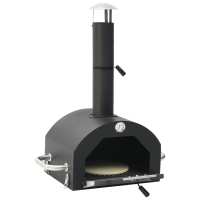 vidaXL Horno para pizza y barbacoa al aire libre 3 en 1 negro - details 5