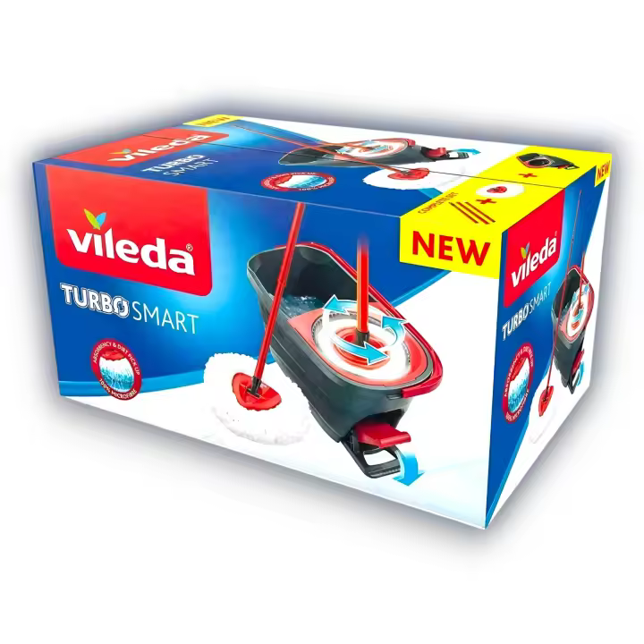 Fregona Turbo Smart con Pedal de Secado Fregona Con Tubo Extensible hasta 100cm Fregona con Paño de Microfibra Fregona Vileda Capacidad de 19 Litros VILEDA - 1