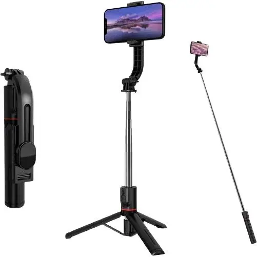 Trípode para selfies de teléfono móvil: trípode mejorado, palo para selfies de 113 cm, rotación de 360°, adecuado para iPhone 14/13/12/11/XS/XR, Samsung, Xiaomi, etc. - 1