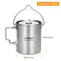 Lixada Taza De Acero Inoxidable De 750ml Con Manijas Plegables Y Tapa Para Camping Senderismo Y Excursiones Al Aire Libre - details 7