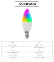 Bombilla LED De Vela Inteligente WiFi Dimmable RGBCW E12 E14 Control Por APP Siri Alexa Google SmartThings Voz Sin Descoloración - details 1