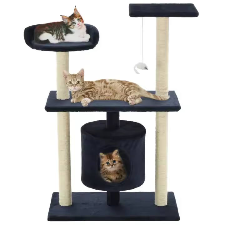 vidaXL RASCADOR PARA GATOS POSTE DE SISAL 95 CM AZUL OSCURO - 1