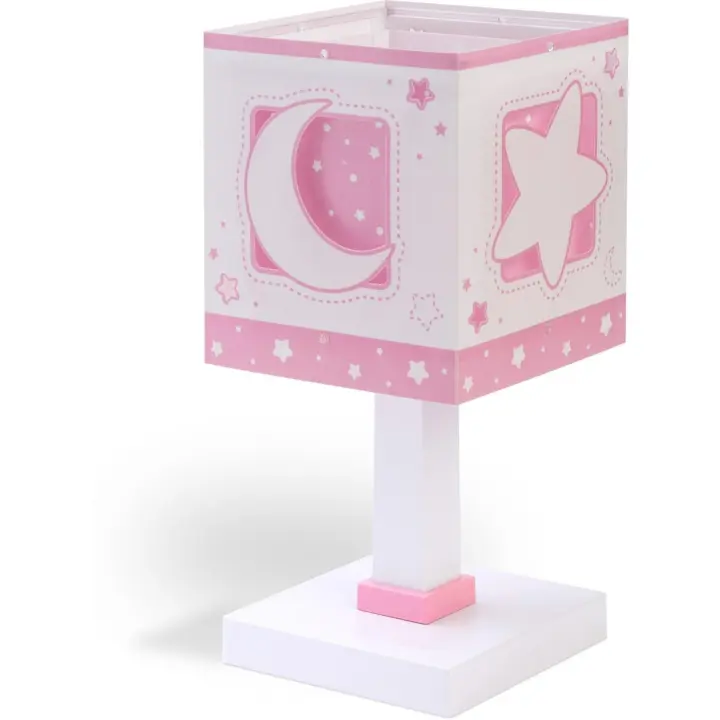Lámpara de mesita infantil Moonlight Luna y Estrellas rosa - 1