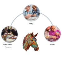 Puzzle De Madera En Forma De Caballo Colorido Juego Interactivo Para Familia Regalo Elegante Para Adultos Mayores Irregular - details 2