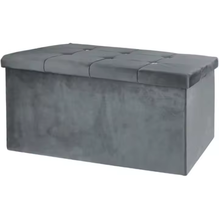 Puff Plegable de Almacenaje Grande 76x38x38cm en Terciopelo, Baúl Multifuncional para Juguetes, Mantas o Libros, Taburete y Banco de Almacenaje para Dormitorio, Salón o Recibidor, Caja Organizadora Elegante Estilo Otomana - 1
