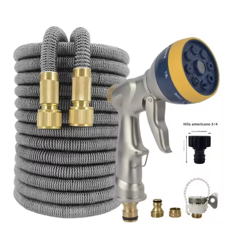 Manguera De Alta Presión Magia Para Riego Del Jardín Con Pistola De Agua Ajustable Multifuncional Metálica Resistente Al Desgaste Y La Corrosión Para Irrigación De Jardín - 1