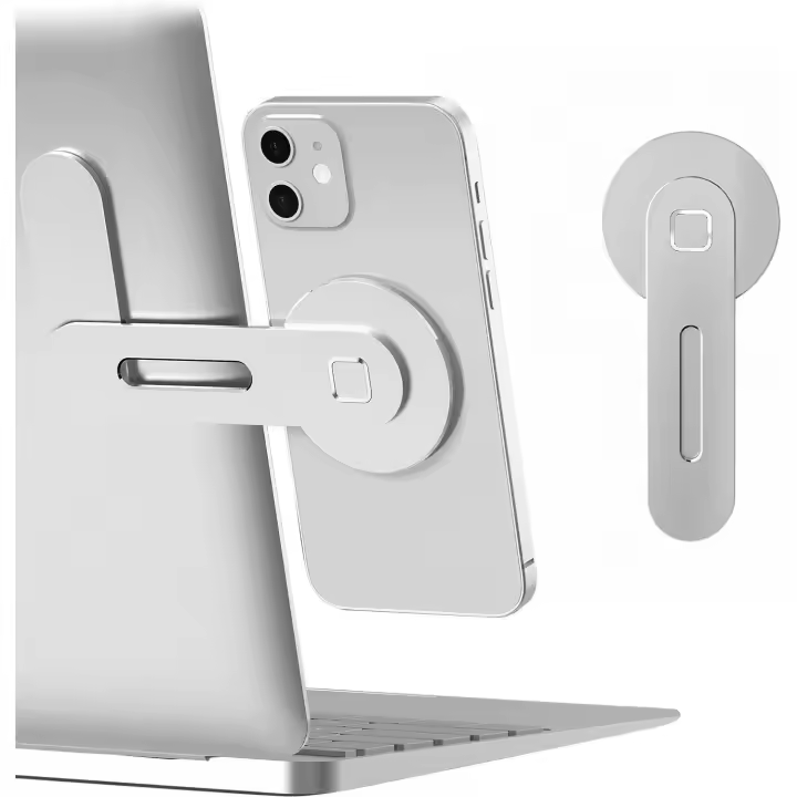 Soporte ajustable para computadora portátil, soporte magnético para teléfono, clip de montaje lateral Delgado de Aluminio para monitor de computadora - 1