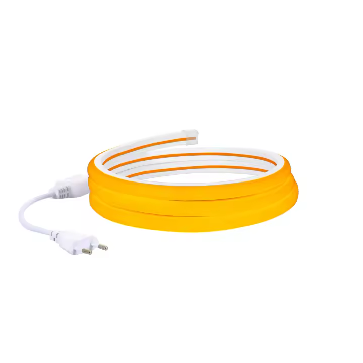 Ledkia Tira Neón LED 7.5 W/m Regulable 220V AC 120 LED/m Semicircular 180º Amarillo IP67 a Medida Corte cada 100 cm - 1