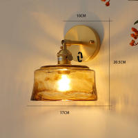 Lámpara De Pared De Vidrio Y Latón Estilo Japonés Y Nórdico Para Casa Barra Restaurante Dormitorio Lámpara De Noche Creativa Y Personalizada - details 0